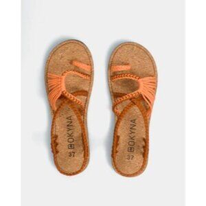 Bokyna Soulmate Comfort Sandal Peach Orange Caramel Cork Sole Sz EU 40/US 9 NWOT